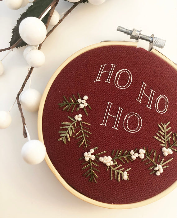 Ho Ho Holly Embroidery Pattern with Instructions || Digital Download