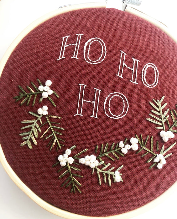 Ho Ho Holly Embroidery Pattern with Instructions || Digital Download