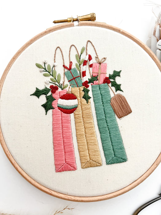Christmas Shopping Embroidery Pattern with Instructions || Digital Download