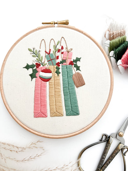 Christmas Shopping Embroidery Pattern with Instructions || Digital Download