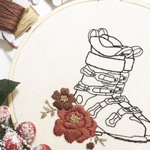 A floral ski boots pattern for embroidery