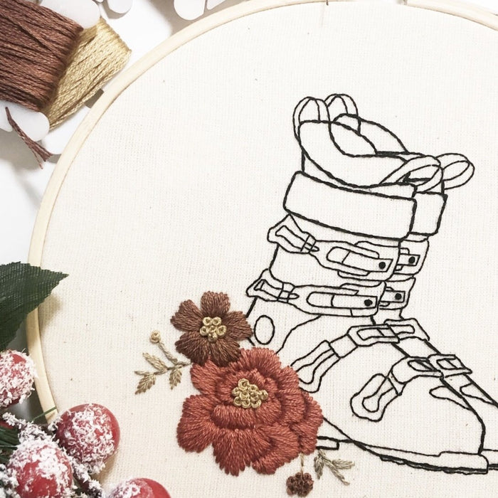 Floral Ski Boots Pattern with YouTube Tutorial || Digital Download