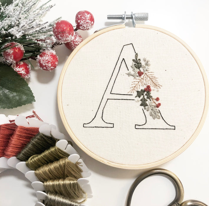 Christmas Initials Embroidery Patterns with YouTube Tutorial || Digital Download