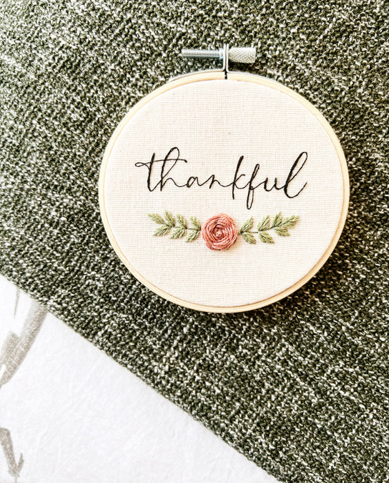 Thankful Embroidery Pattern with Instructions || Digital Download