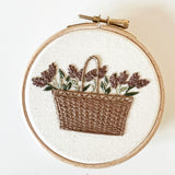 Lavender Basket Embroidery Pattern with Instructions || Digital Download