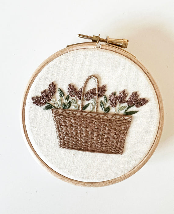 Lavender Basket Embroidery Pattern with Instructions || Digital Download