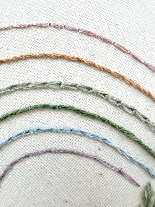 Rainbow Meadow Stitch Sampler Embroidery Pattern with Instructions || Digital Download