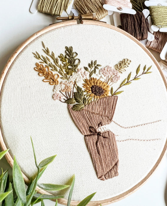 Paper Bouquet Embroidery Pattern with Instructions || Digital Download