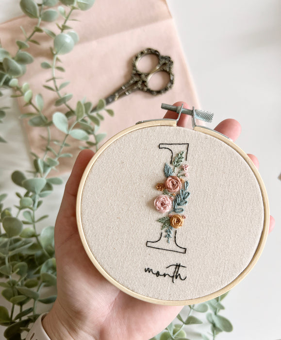 Baby Milestones - 4" Finished Embroidery Hoops || Made to Order
