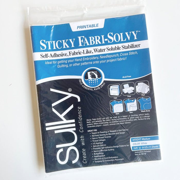 Sulky Fabri-Solvy Sticky Paper - Pack of 2 or 12 Sheets