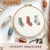 Knitted Socks Embroidery Pattern with Instructions || Digital Download