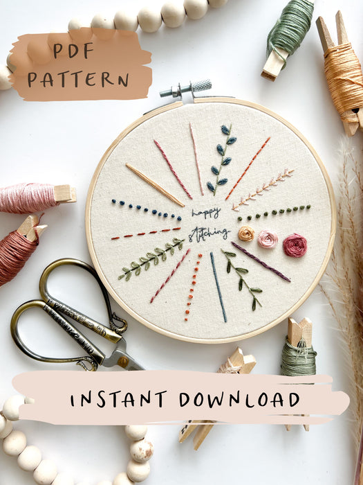 Learn-to-Stitch Embroidery Pattern with Instructions || Digital Download