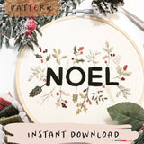 NOEL Embroidery Pattern with YouTube Tutorial || Digital Download