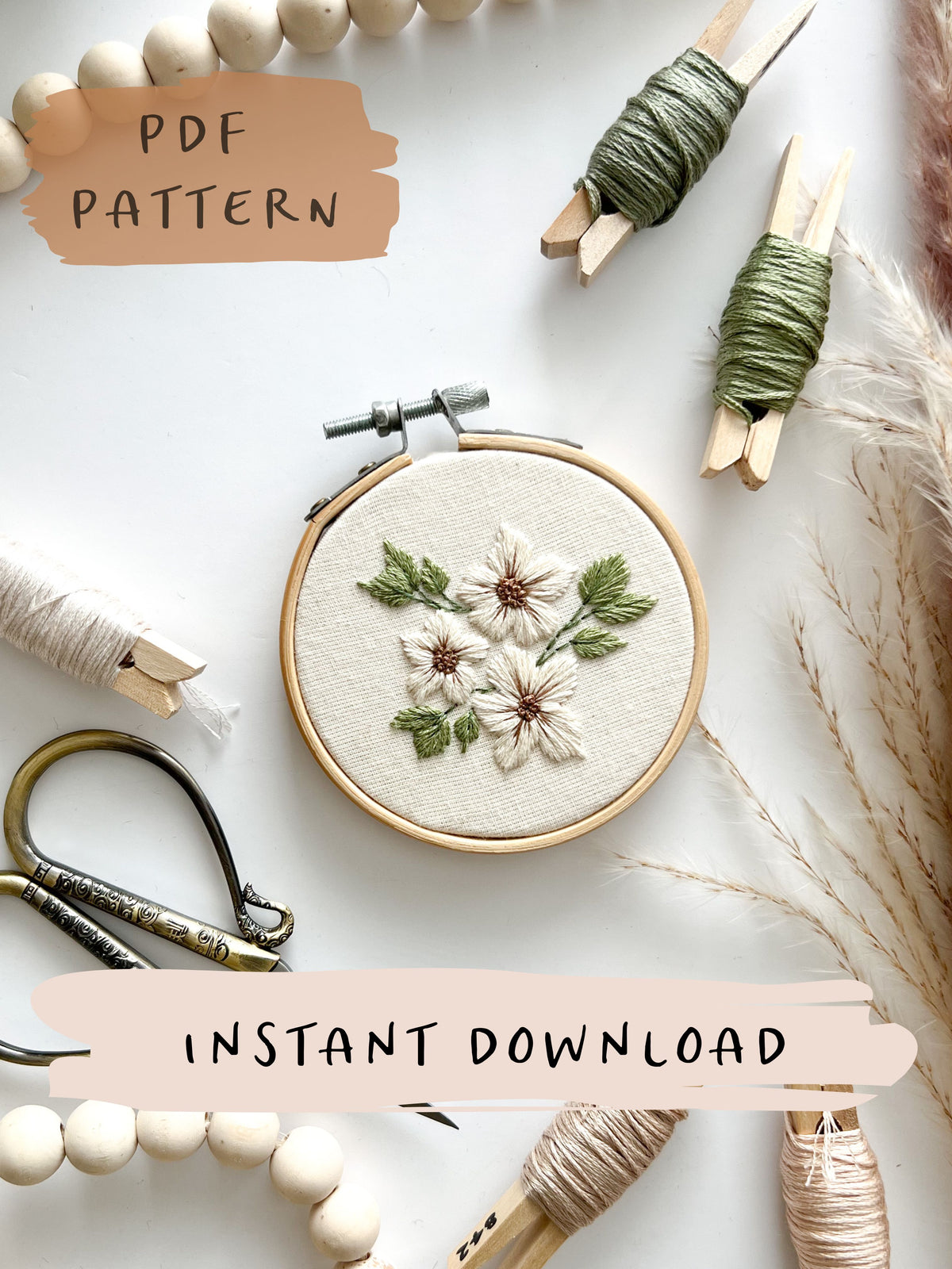 But First Coffee Embroidery Pattern with Instructions
