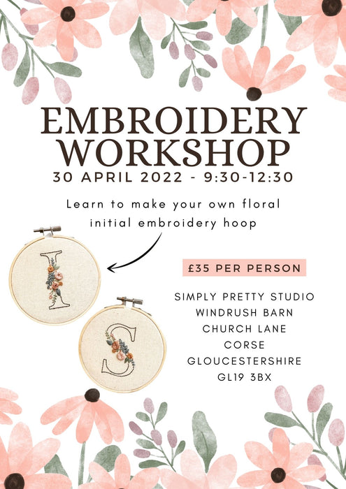 Floral Initial Embroidery Workshop - 30 April 2022