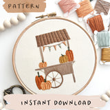 Pumpkin Cart Embroidery Pattern with Instructions || Digital Download