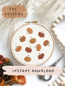 Instant download scattered pumpkins embroidery pattern