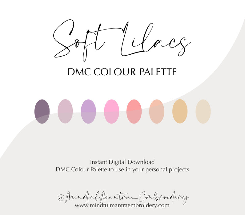 Soft Lilacs DMC Colour Palette || Digital Download