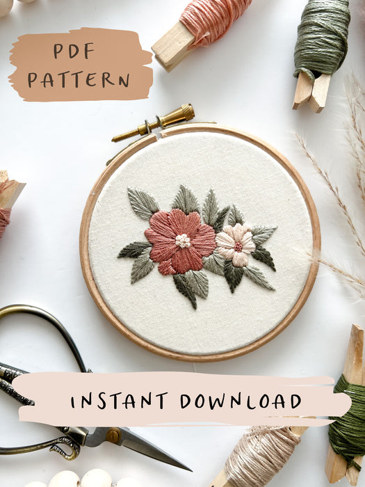 Whimsical Floral Embroidery Pattern with Instructions || Digital Download