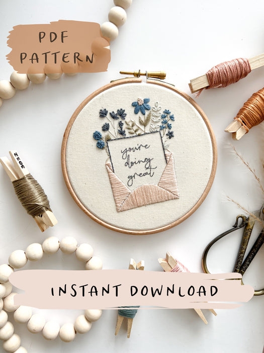You're Doing Great Embroidery Pattern with Instructions || Digital Download