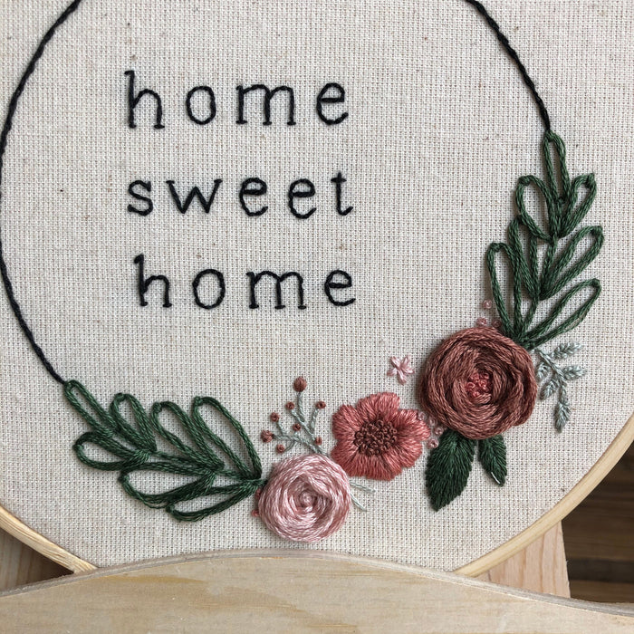 Home Sweet Home 6" Finished Embroidery Hoop || Made to Order