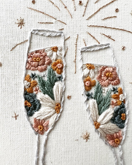 Fizz and Florals Embroidery Pattern with Instructions || Digital Download